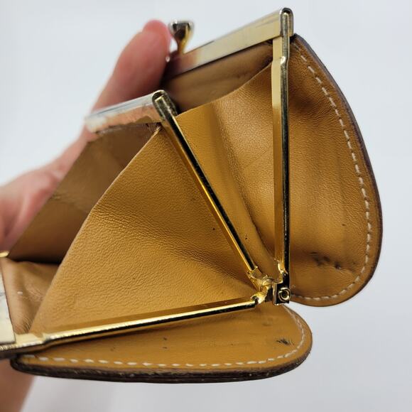 Gucci Coin Purse Vintage Kiss Clasp GG Brown Double Compartments Small - Picture 8 of 15